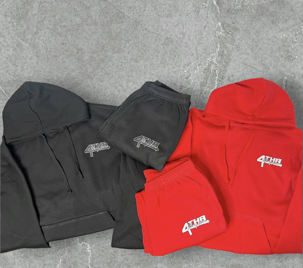 Black and red 4 Tha Kingdom hoodie and jogger sets