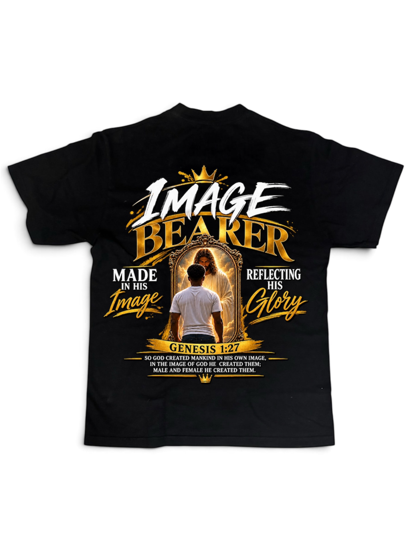 Imagi Dei tee back with the Image Bearer design and Genesis 1:27